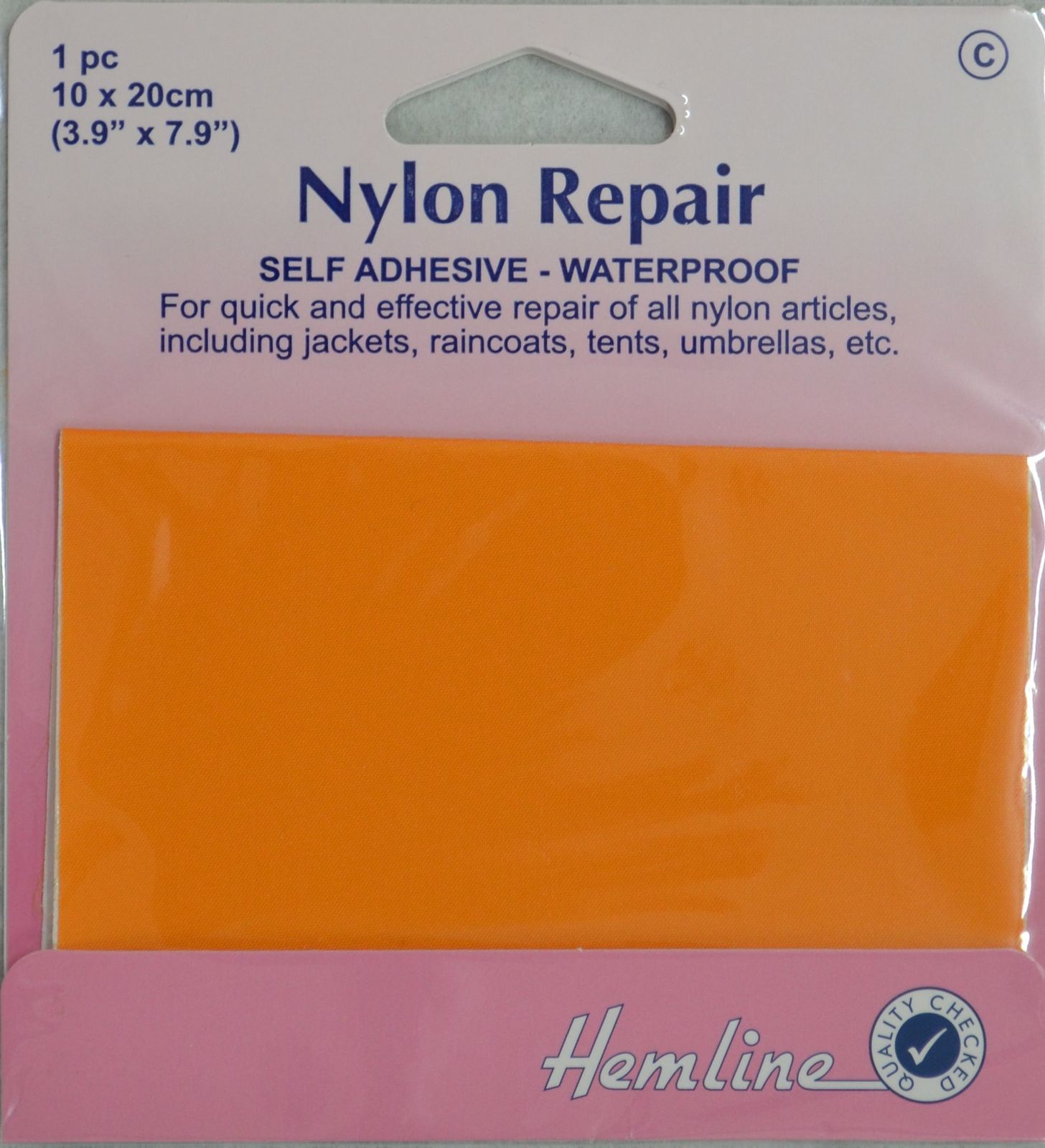 Self Adhesive Nylon Repair Patch: Orange - 10 x 20cm - Hemline
