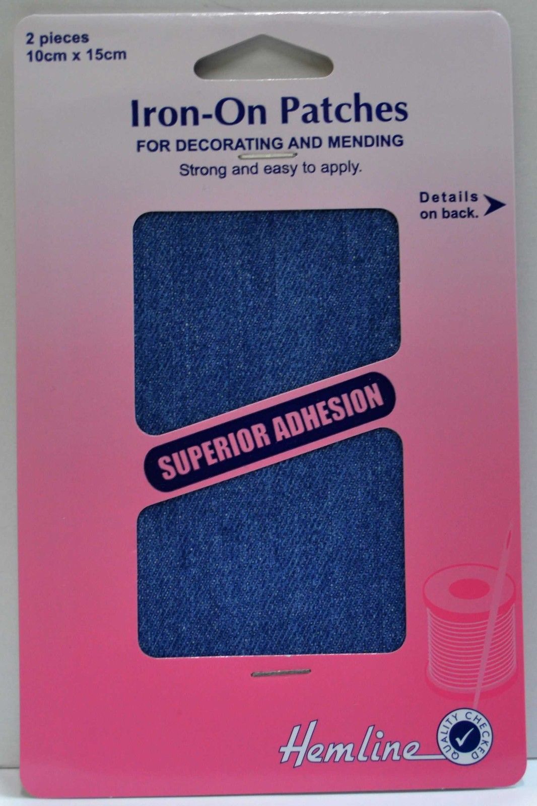 Hemline Iron-On Mending Patches Denim 2 Pce 10cm x 15cm Strong & Easy Fast Post - Foto 5 di 8