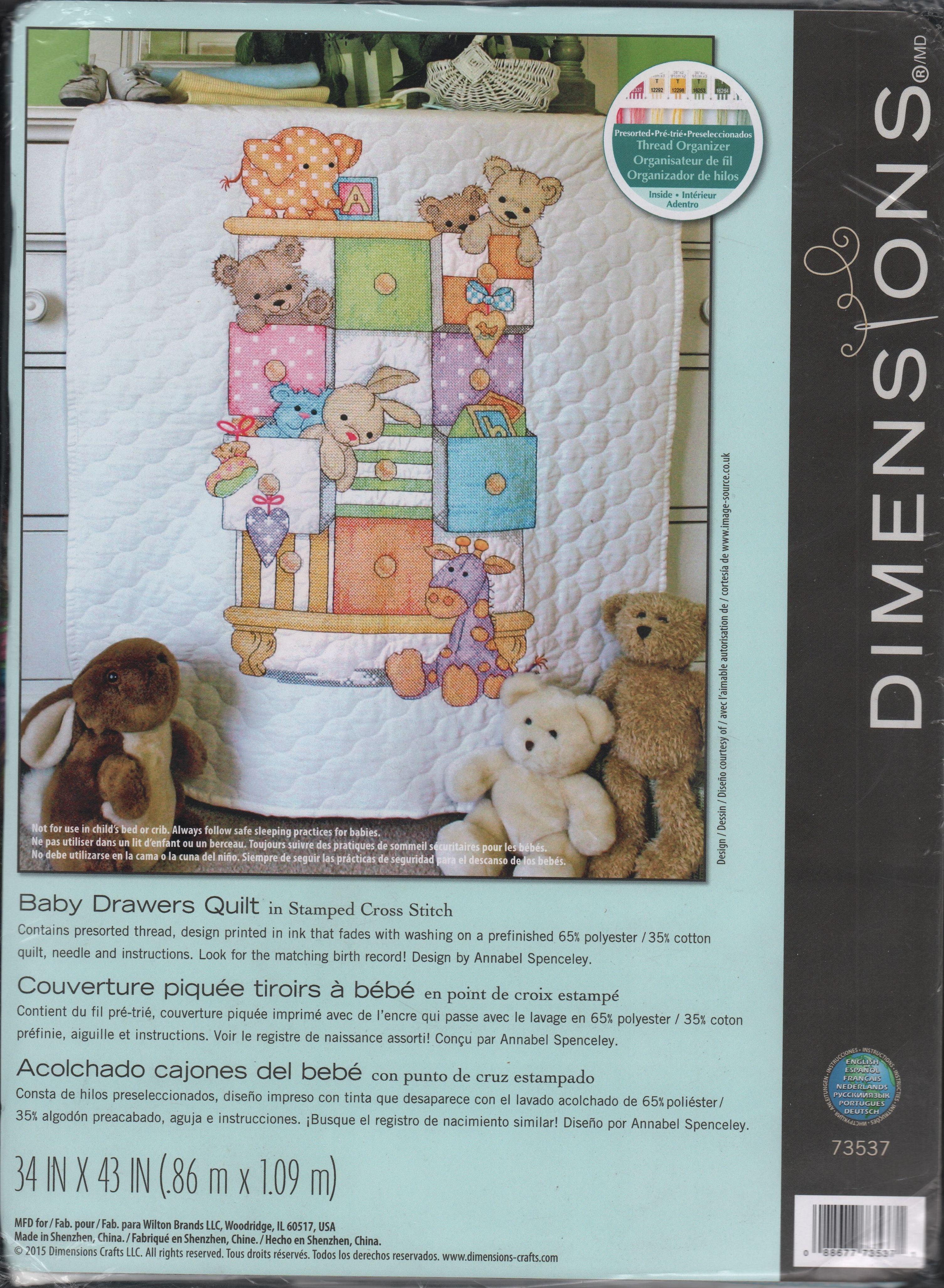 Dimensions Cuddly Bear Baby Quilt Stamped Cross-Stitch Kit