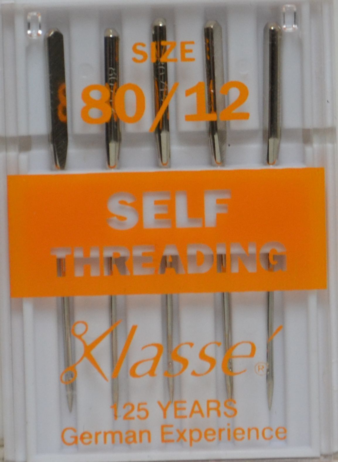 Klasse Sewing Machine Needles, SELF THREADING Size 80, Pack of 5 Needles