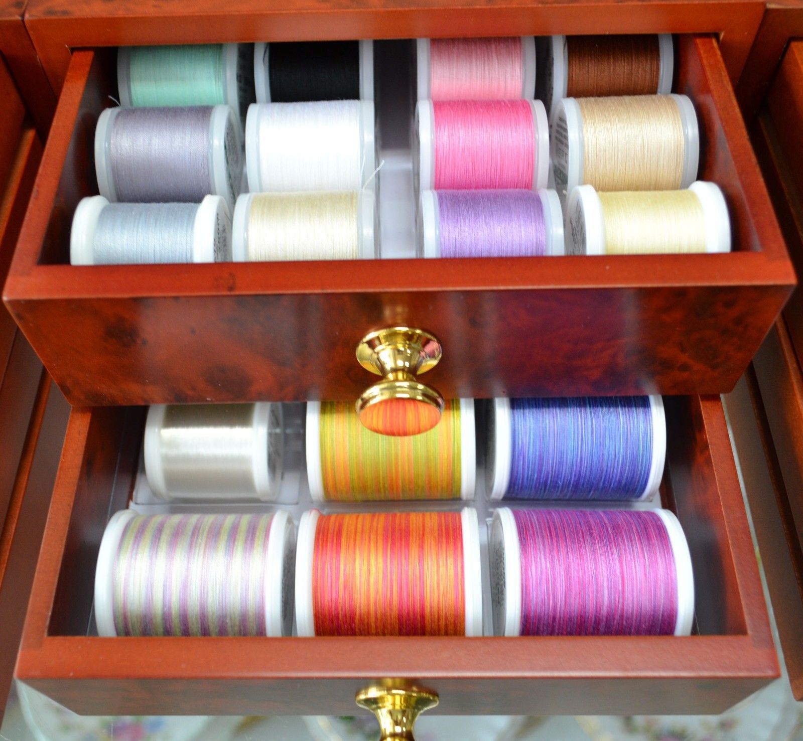 Madeira Wooden Thread Treasure Chest contains 194 sewing threads