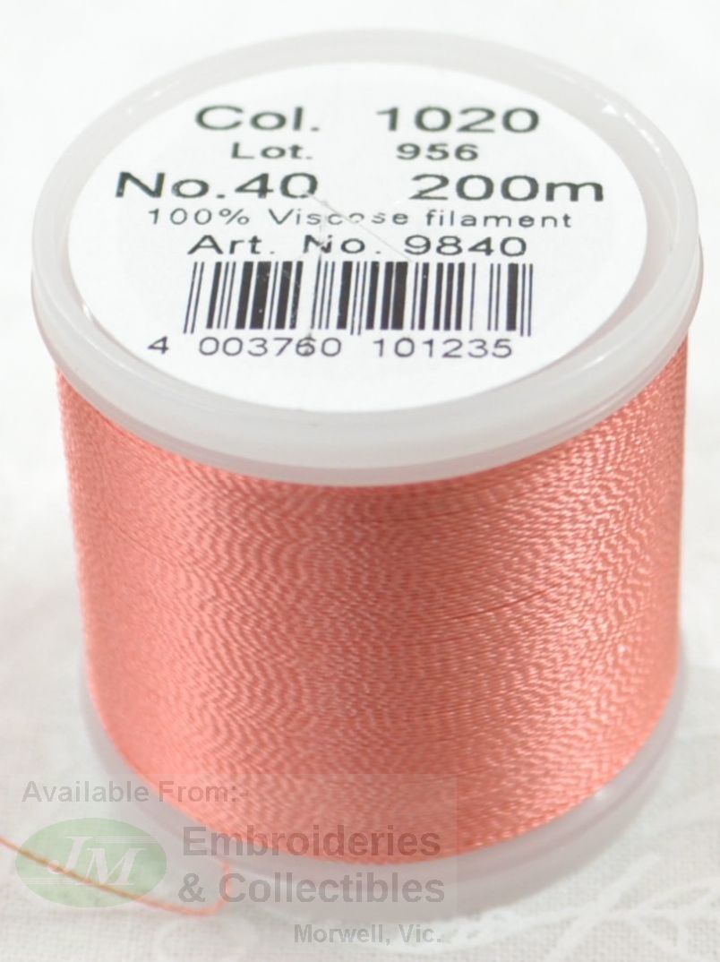 1020 Dark Peach Madeira Machine Embroidery Rayon 200m Thread