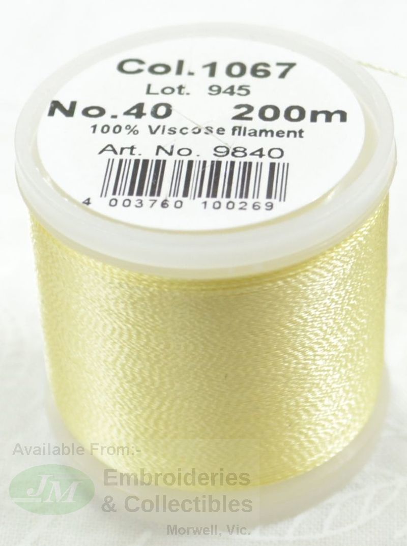 Madeira Rayon Embroidery Thread #1222 Pale Yellow