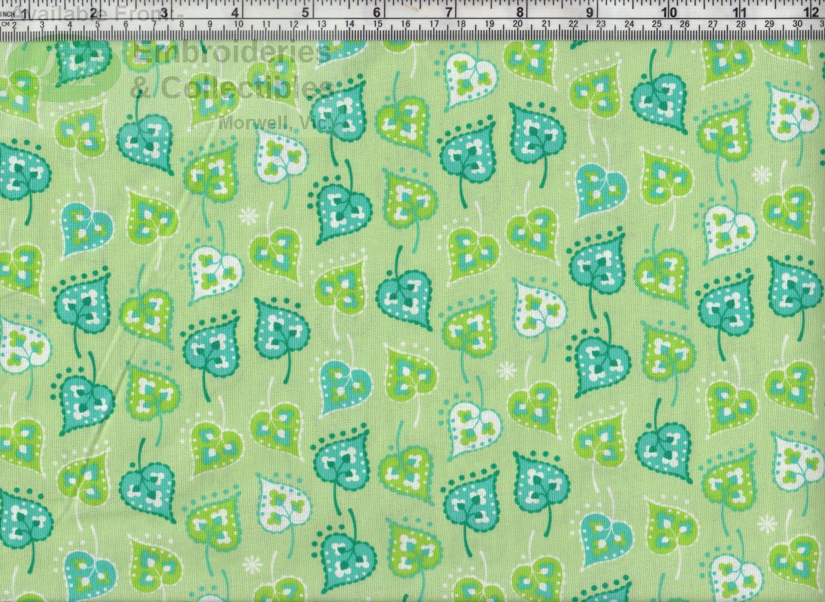 Sugar Garden Garden Leaf Dot Cotton Print, GREEN, 110cm Wide Per Metre