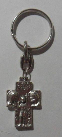 Keyring St Christopher, Joseph, Jesus & Mary, Cross 35x25mm Medal, 85mm ...