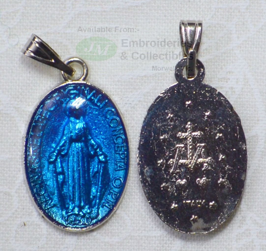 Blue miraculous medal necklace deals
