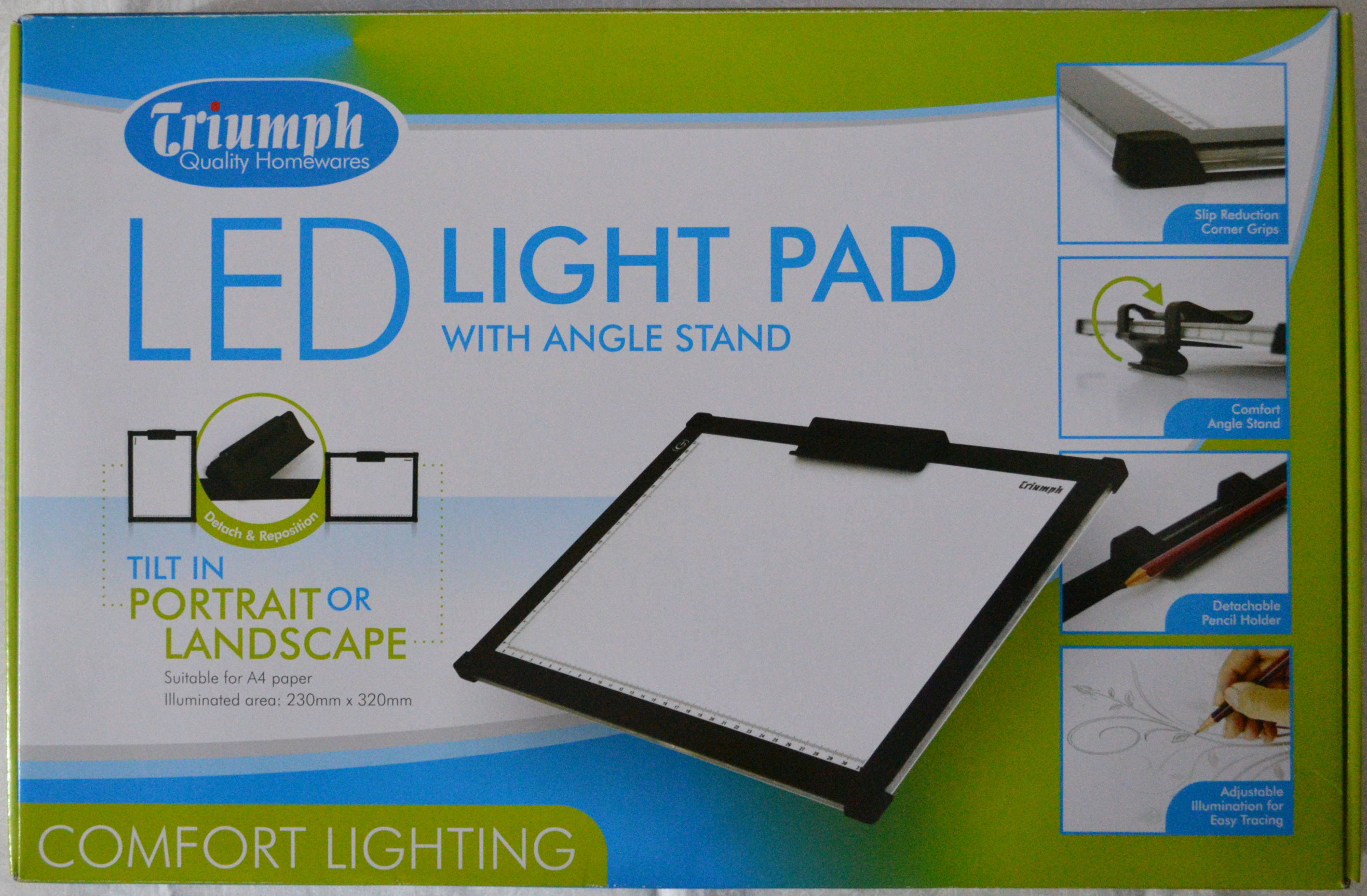 Triumph Led Light Pad A4 White 230mm x 320mm x 8mm, With Angle Stand