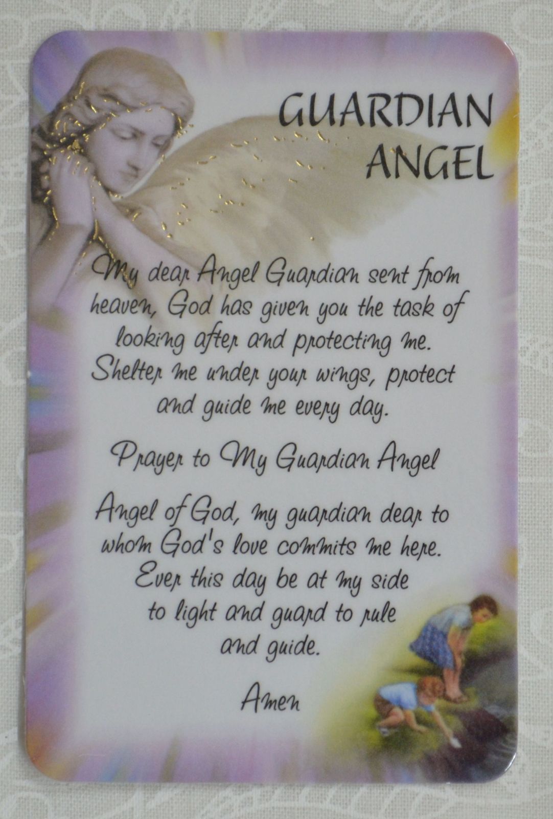 Guardian Angel Laminated Prayer Card 54 X 82mm Ebay