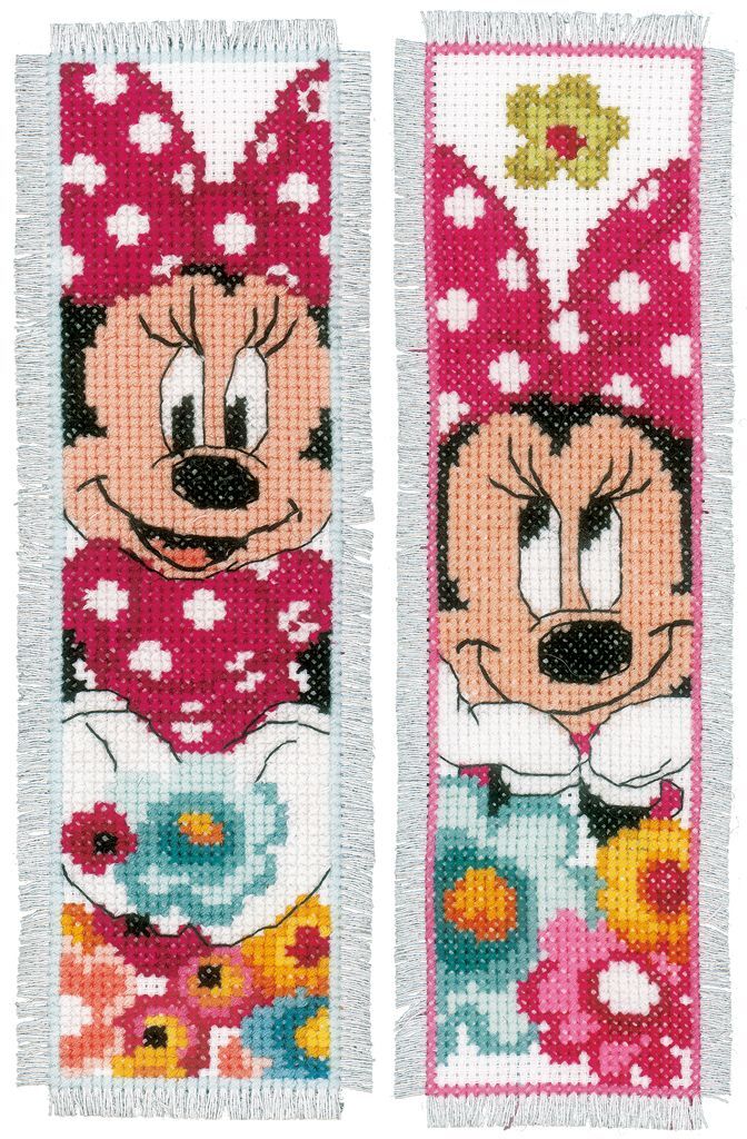 Vervaco Counted Cross Stitch Kit: Bookmarks: Minnie-Daydreaming Cotton 8 x 1 x 5 cm Set of 2 Assorted 