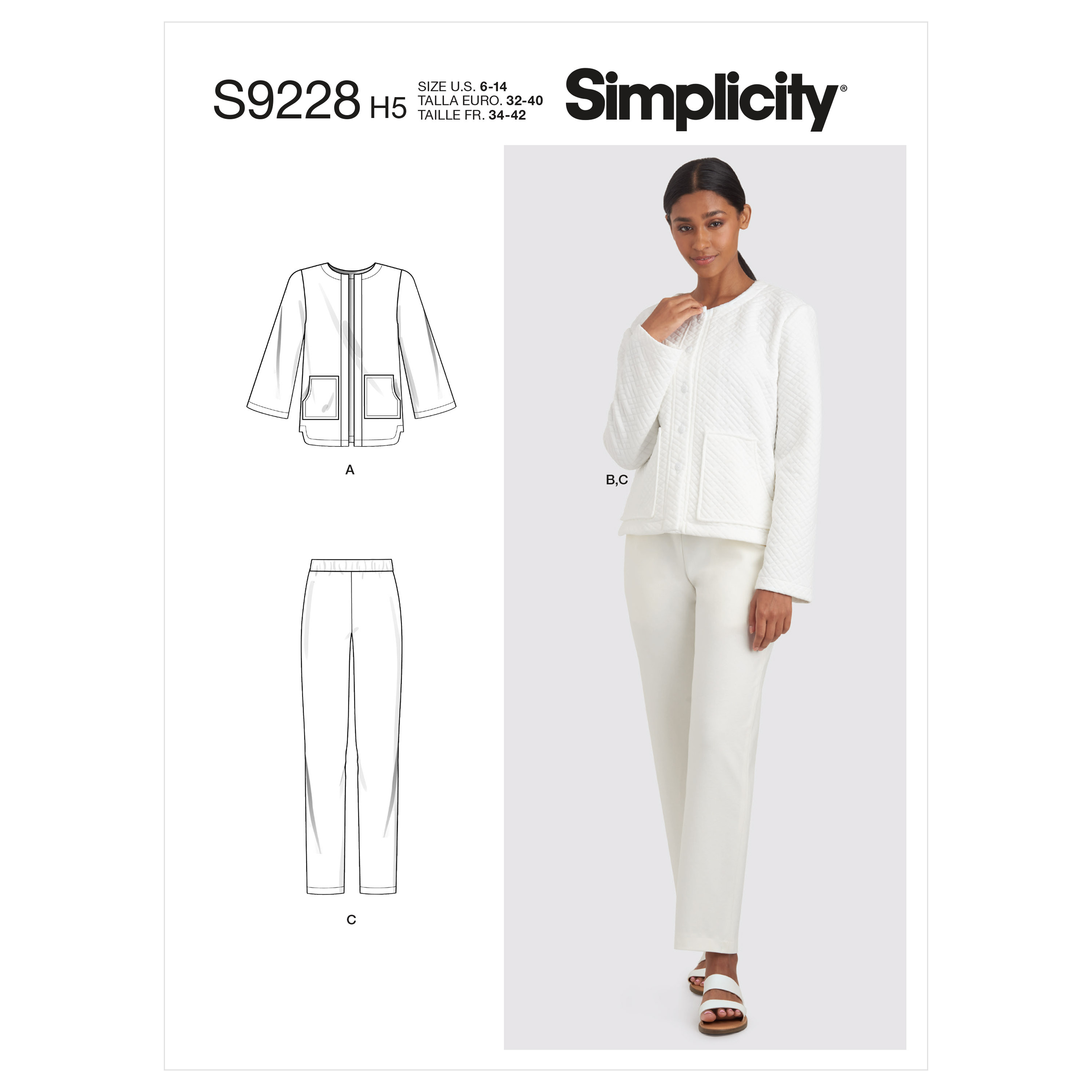Simplicity SS9288E5 Cartamodello Donna Taglie Forti (14-22) - Sportswear, Collezione S, Bianco