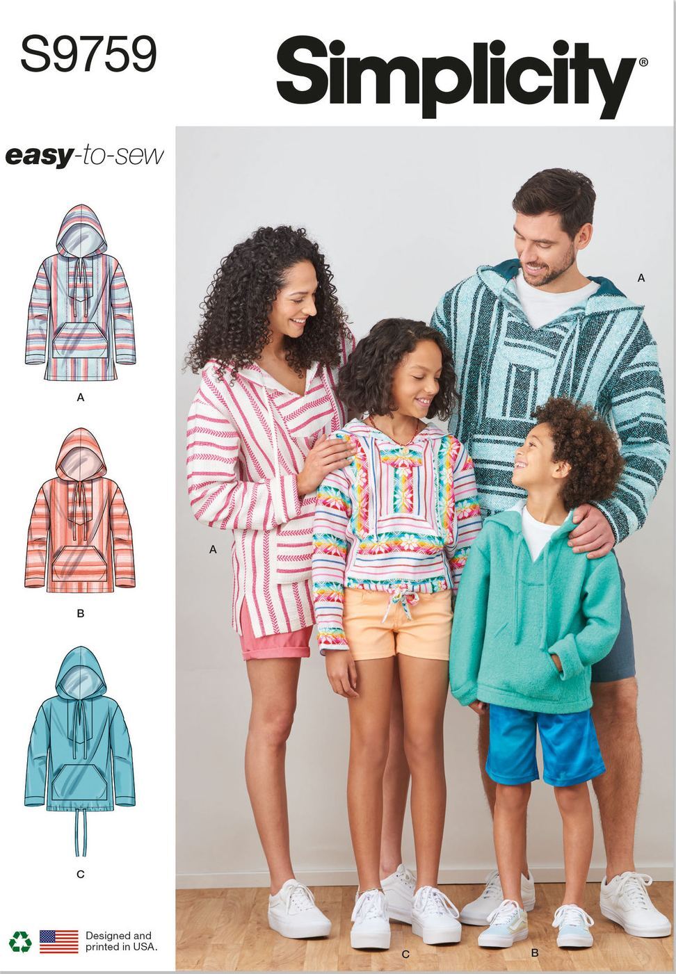 Simplicity Sewing Pattern S9759A Children's, Teens' & Adults' Hoodie ...