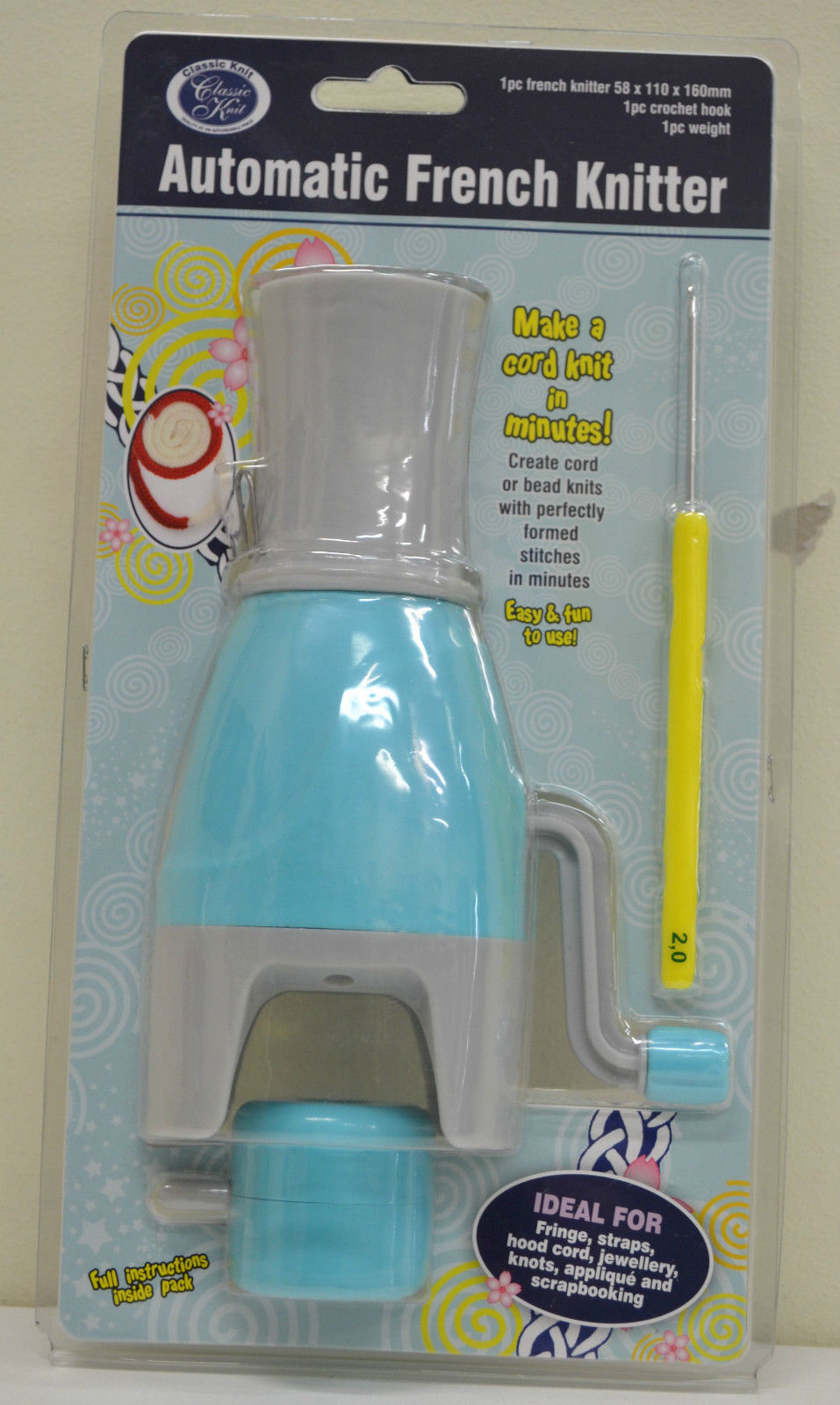 Classic Knit Automatic French Knitter, For Fringe Straps, Hood Cord