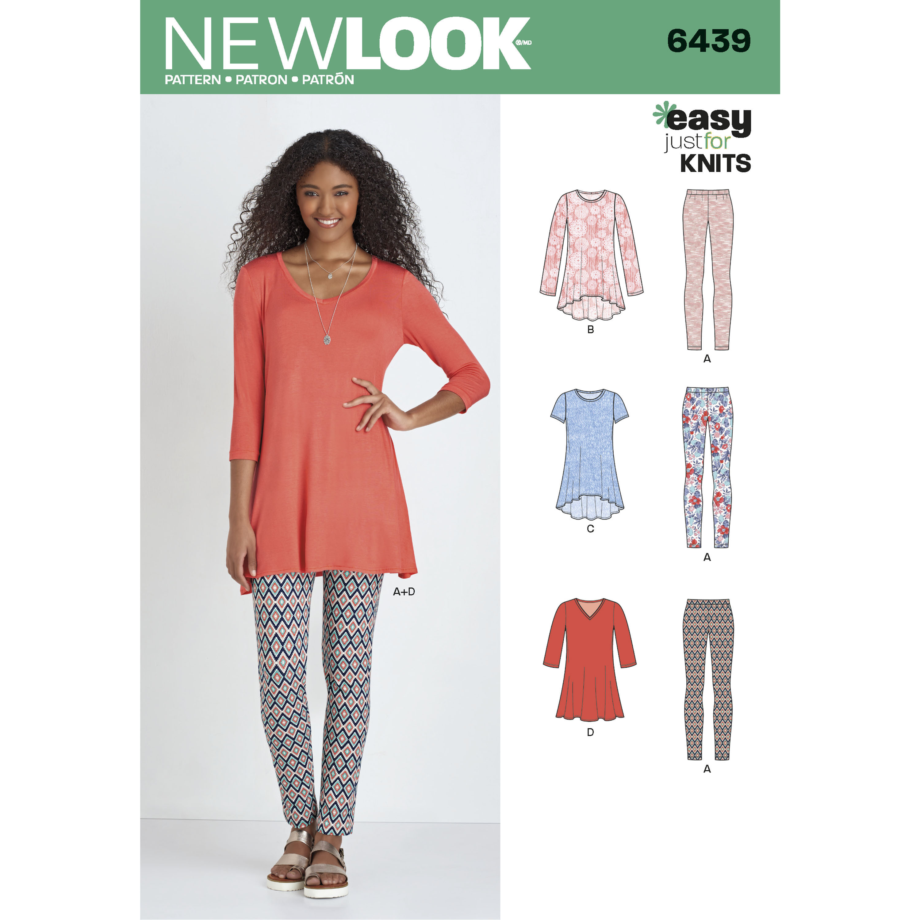 New Look Pattern 6439 Misses Knit Tunics with Leggings