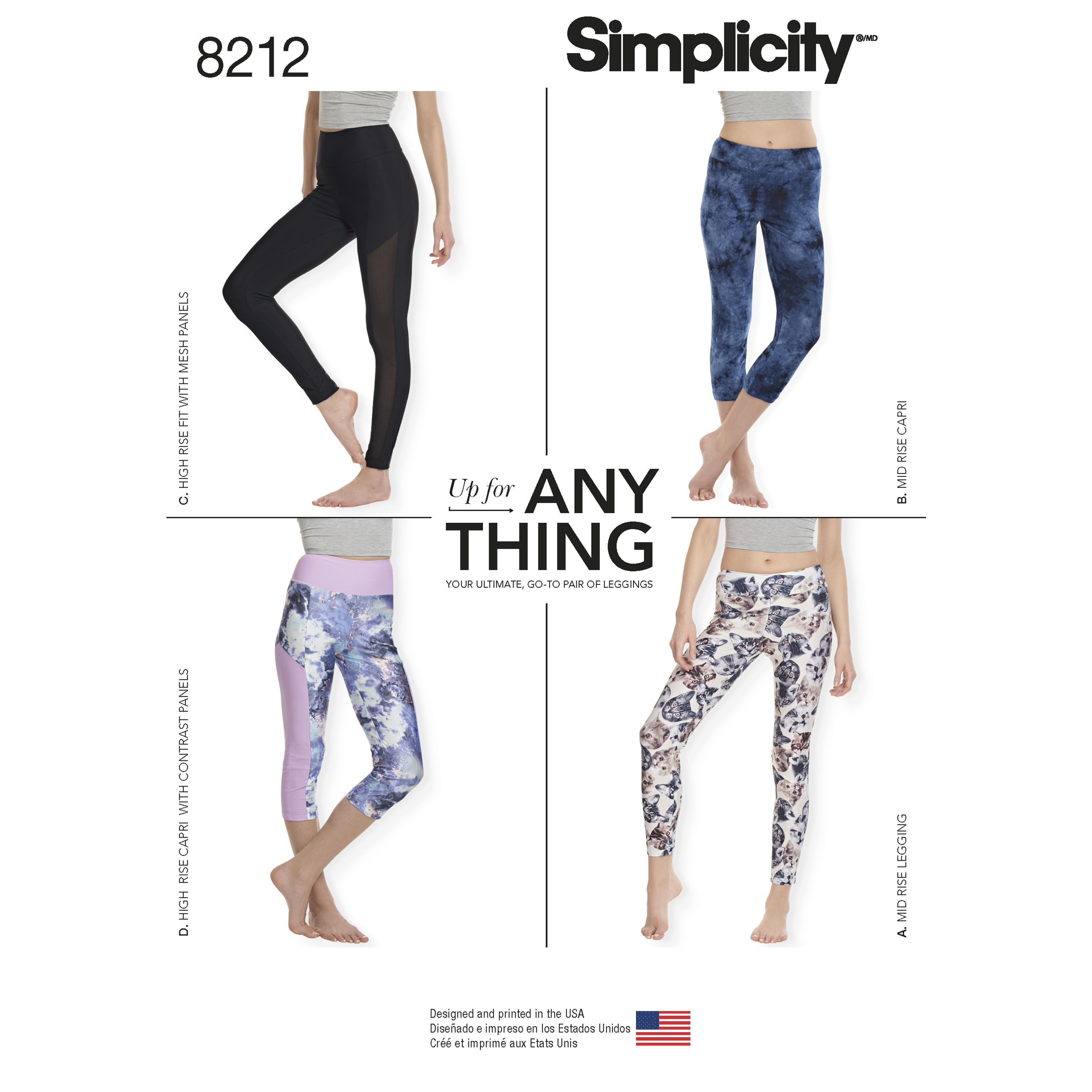 Simplicity Pattern 8212 Women's Knit Leggings Simplicity Sewing Pattern 8212