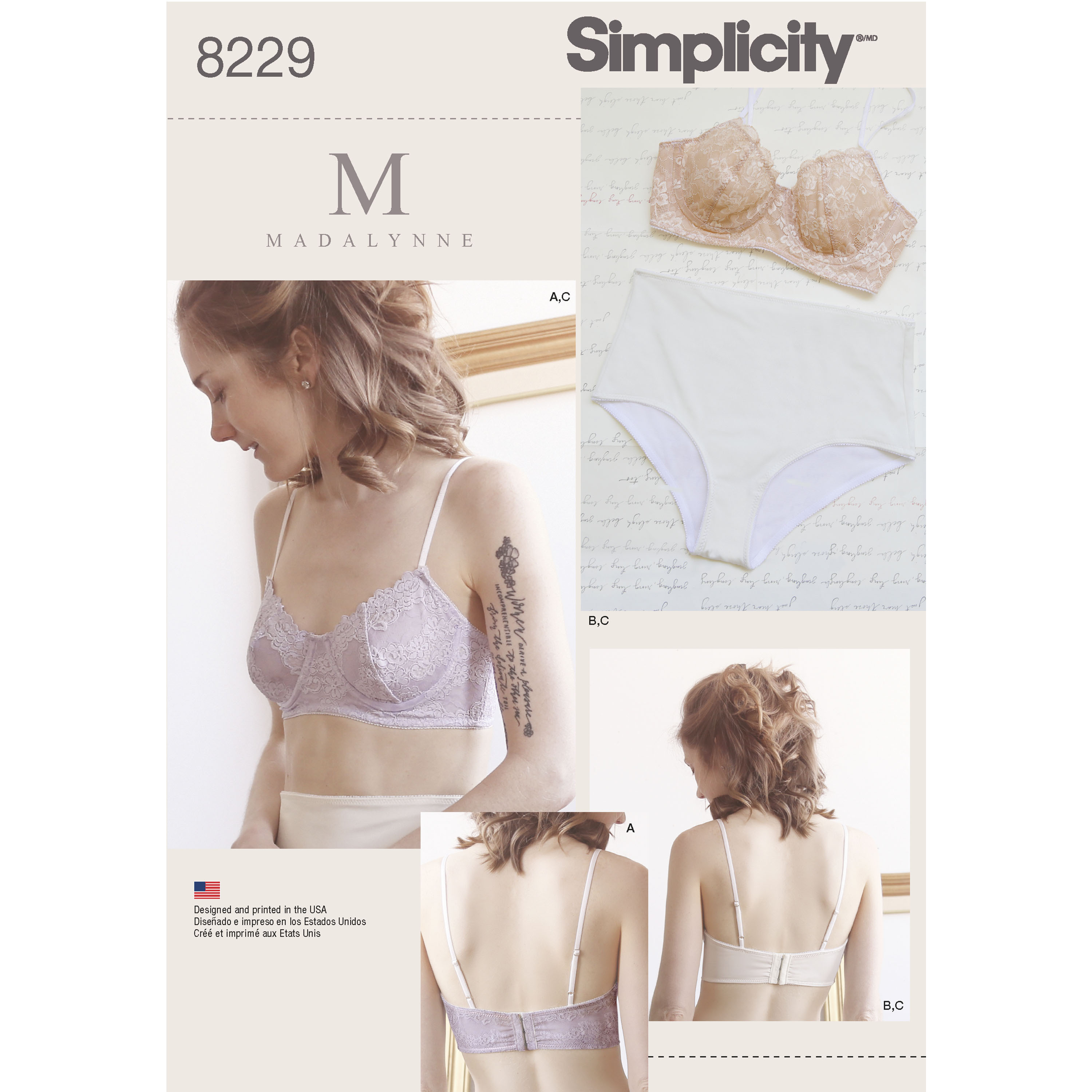 Simplicity Pattern 8229 Women's Underwire Bras and Panties Simplicity Sewing  Pattern 8229