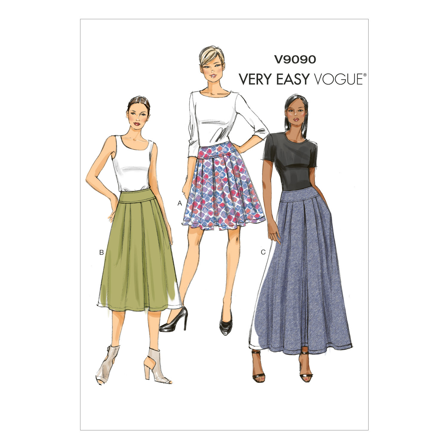 Vogue Sewing Pattern Misses Skirt 9090 A5 Sizes 6 14