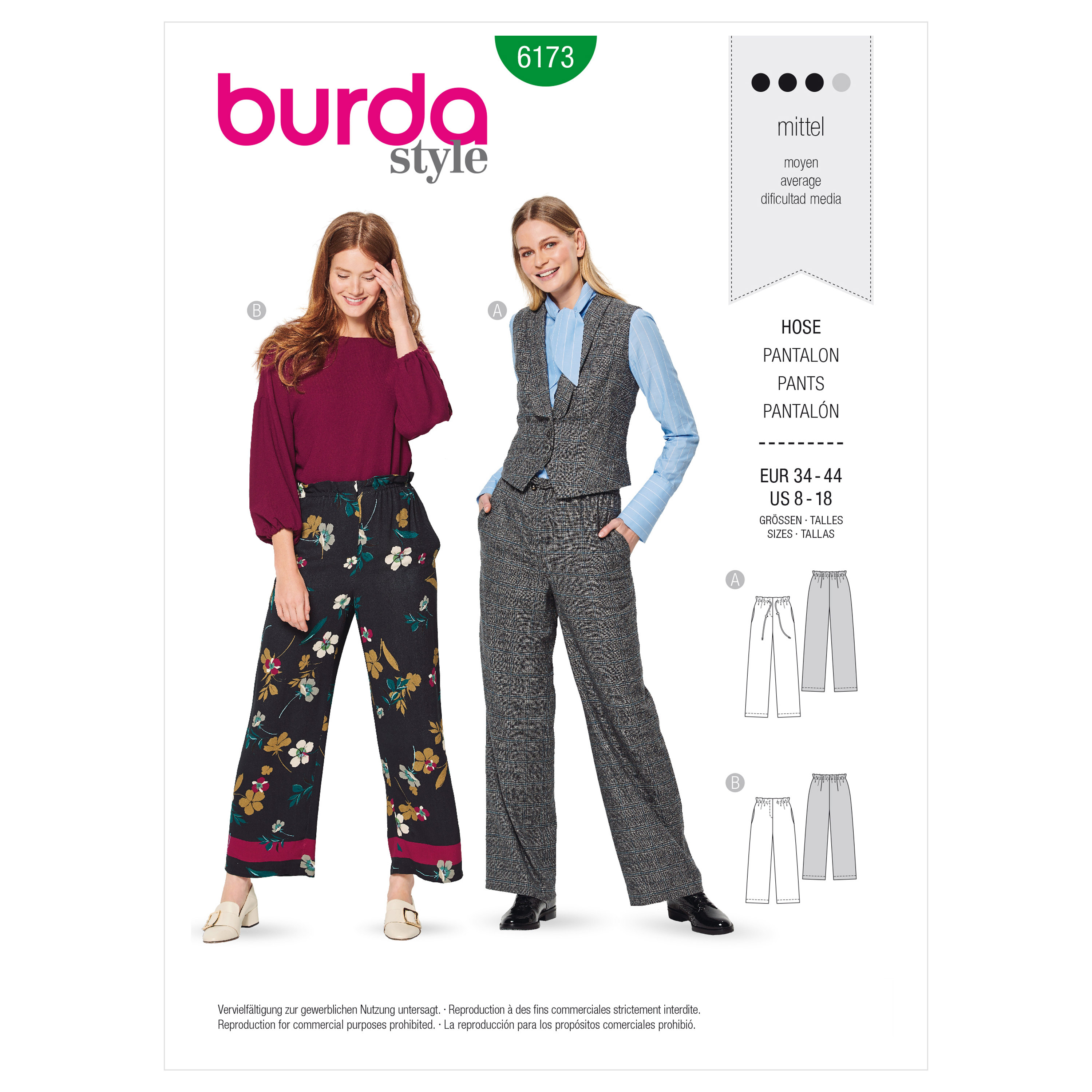 6173 BUR MISSES SKIRT / PANTS Burda Sewing Pattern 6173