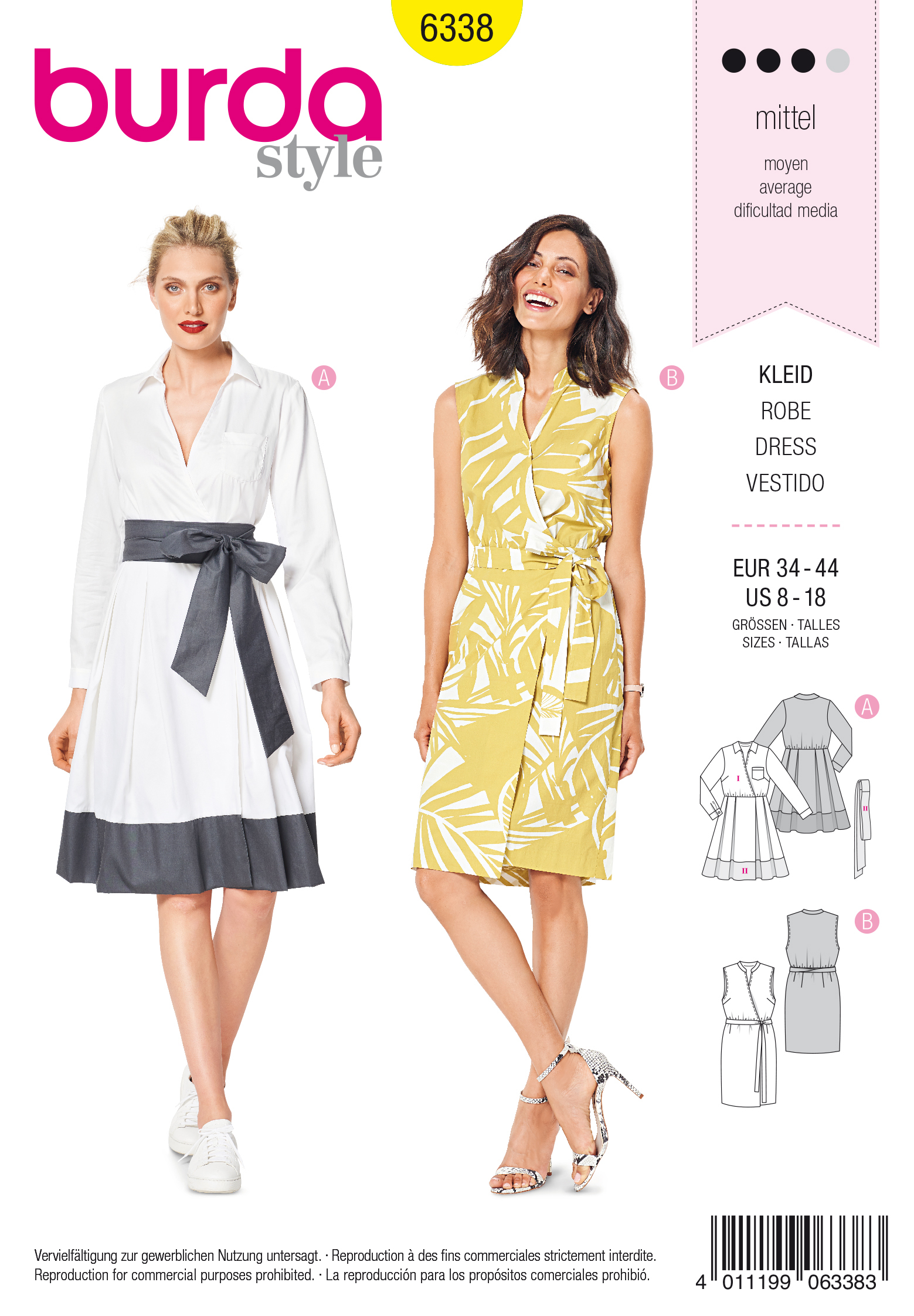 Burda Style Pattern 6338 Misses' wrap dress Burda Sewing Pattern 6338