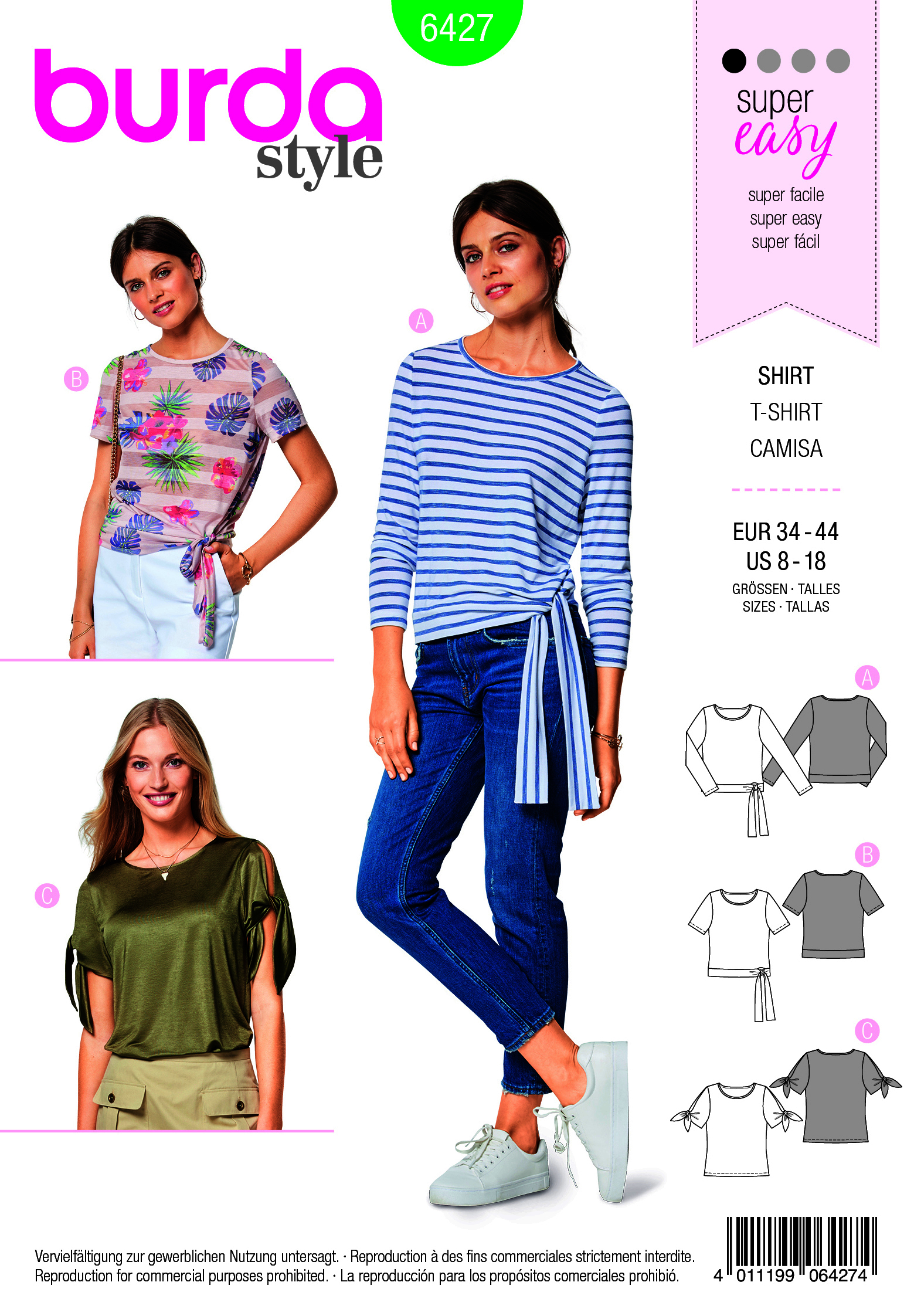 Cartamodello Burda 6109 - Felpe Donna Taglie 34-44 - Cucito Creativo