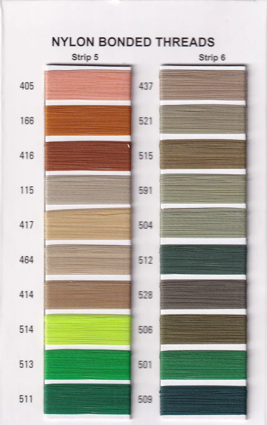 Bonded Nylon shade card
