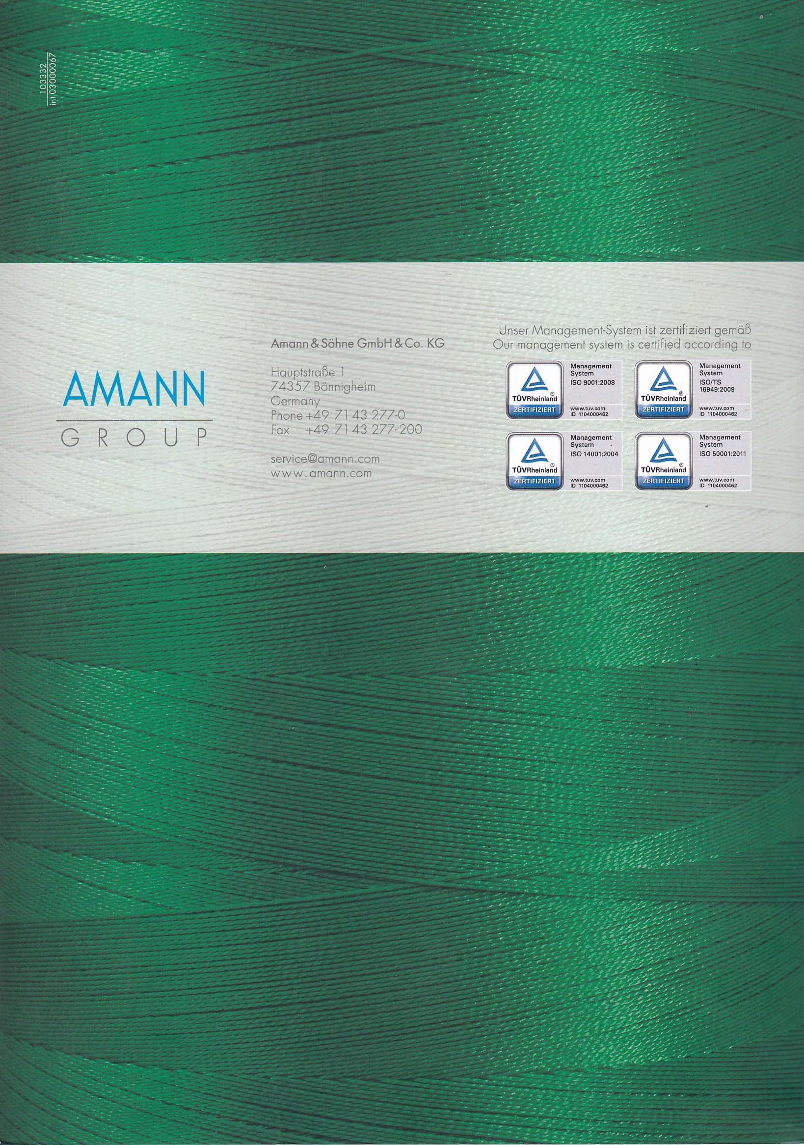 Amann Strongbond Colour Card rear page