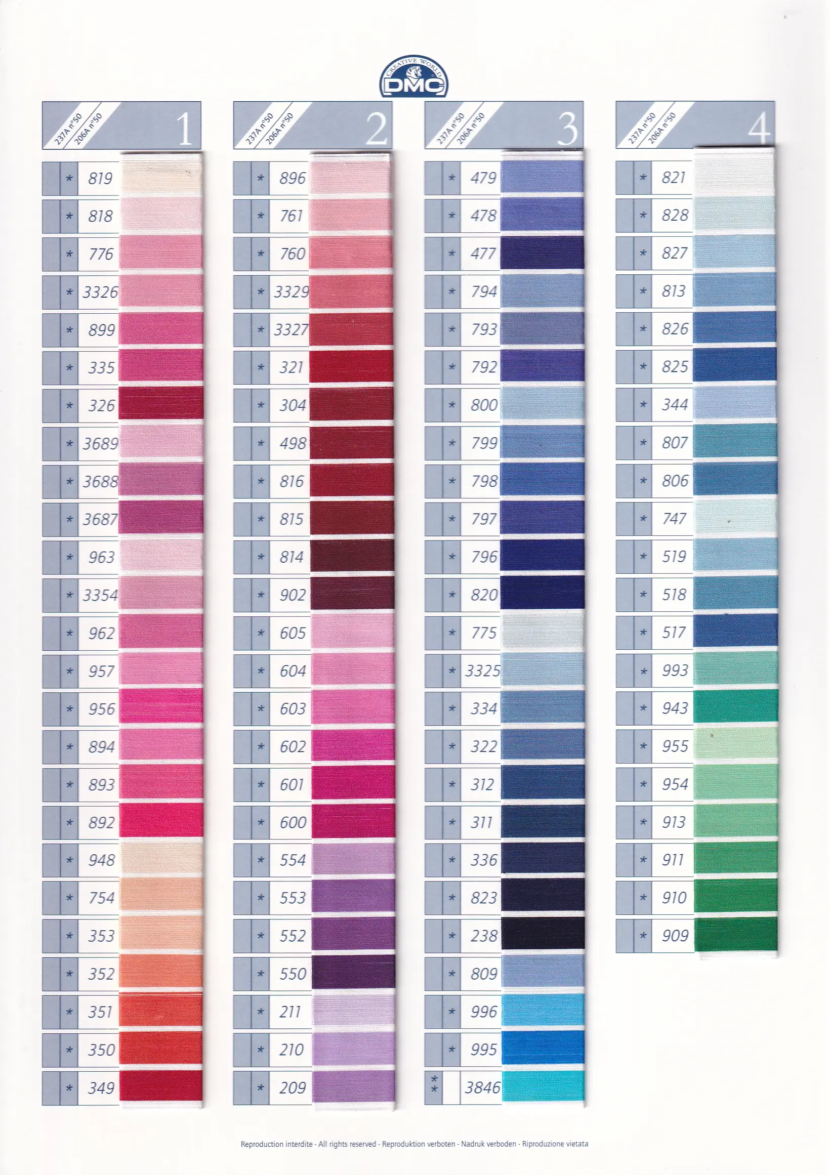 DMC Machine Embroidery Cotton colour card page 2