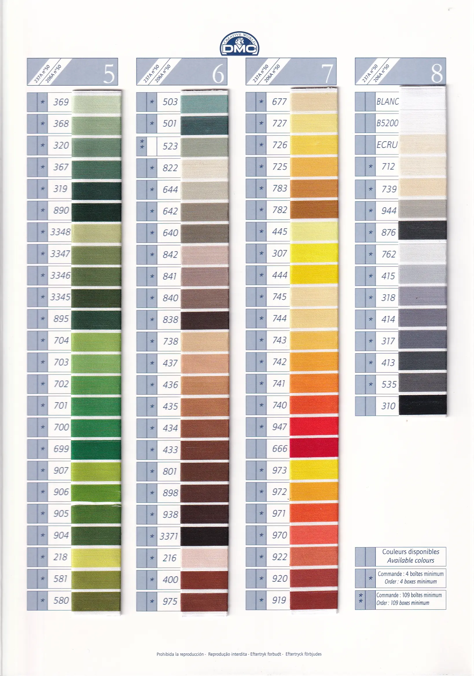 DMC Machine Embroidery Cotton colour card page 3