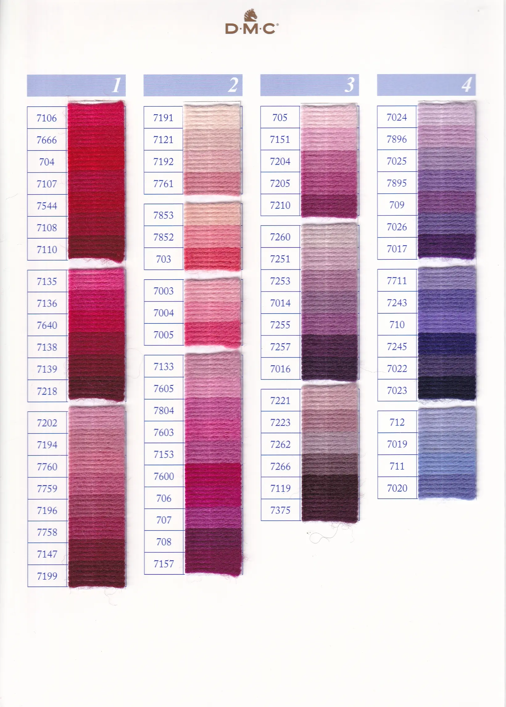DMC Tapestry Wool colour card page 2