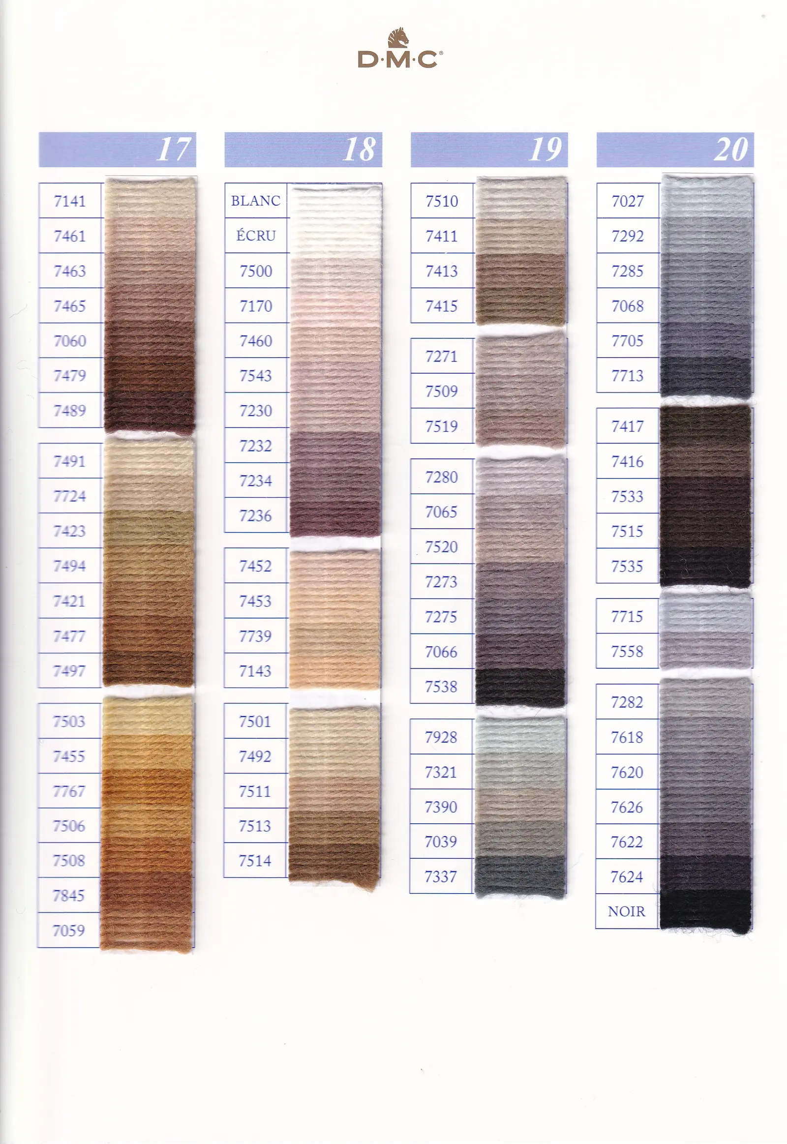 DMC Tapestry Wool colour card page 6
