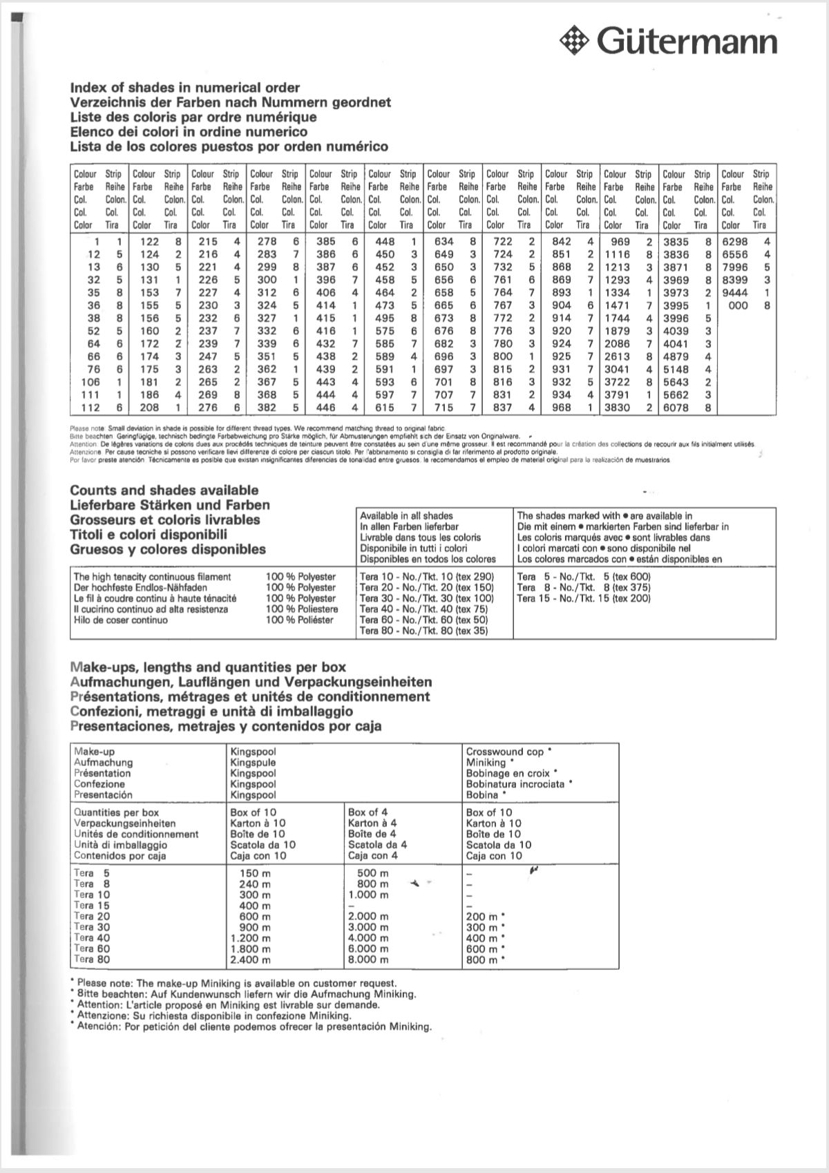 Gutermann Tera Industrial Thread Colout Chart Page 5