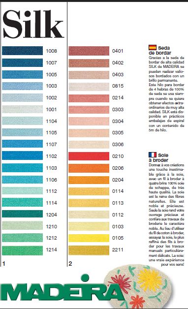 Madeira Silk Thread Colour Chart