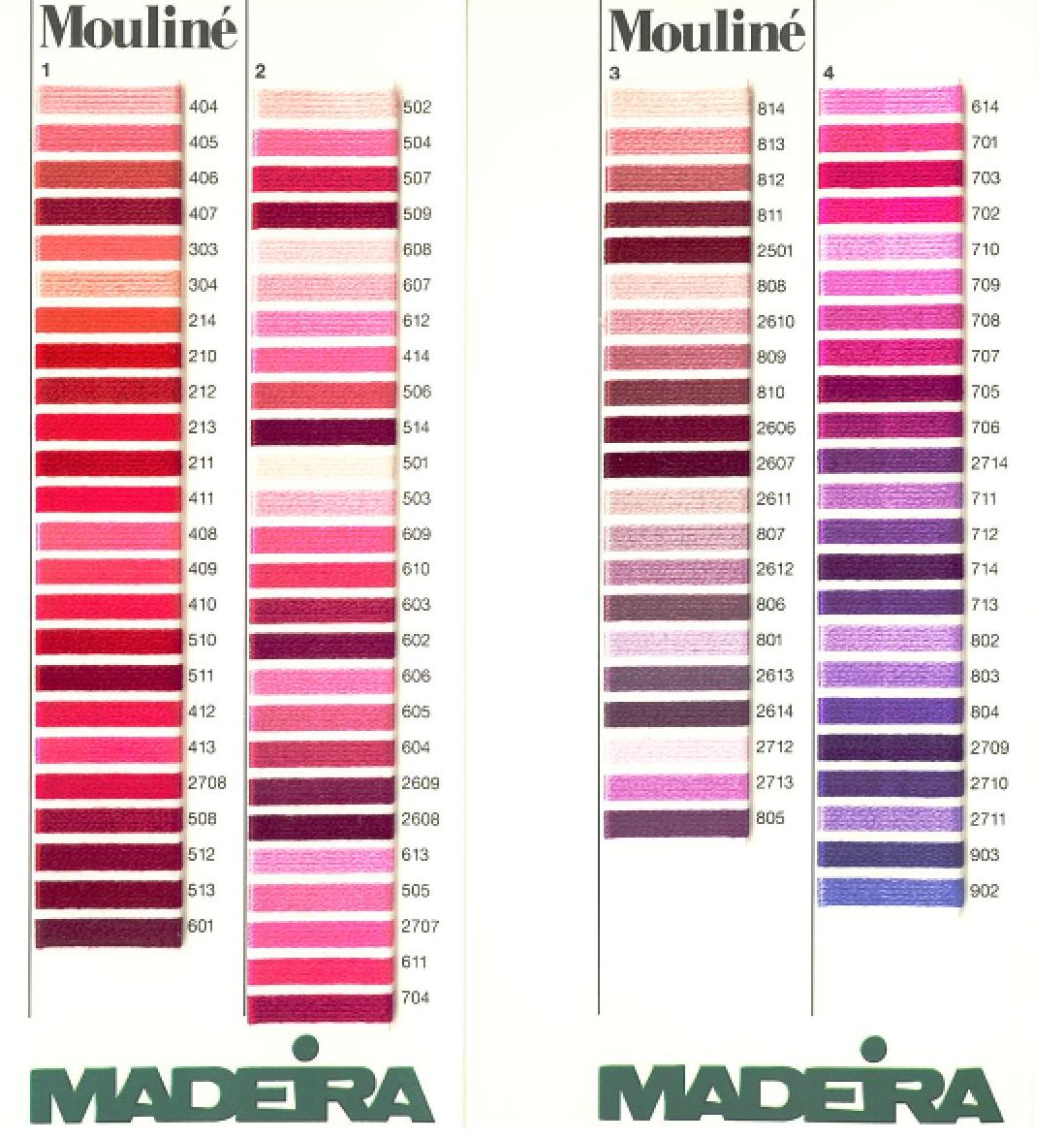 Maderia Mouline Stranded Cotton Hand Embroidery Thread Colour Chart Page 1