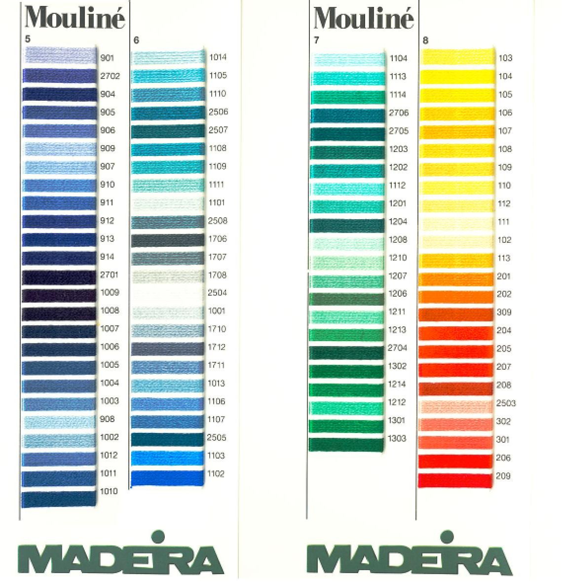 Maderia Mouline Stranded Cotton Hand Embroidery Thread Colour Chart Page 2