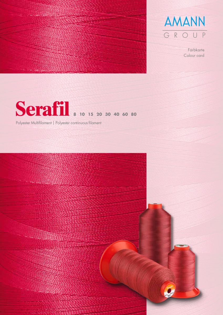 The Amann Group Serafil Polyester Multifilament | Polyester Continuous Filament Thread Card Page 1