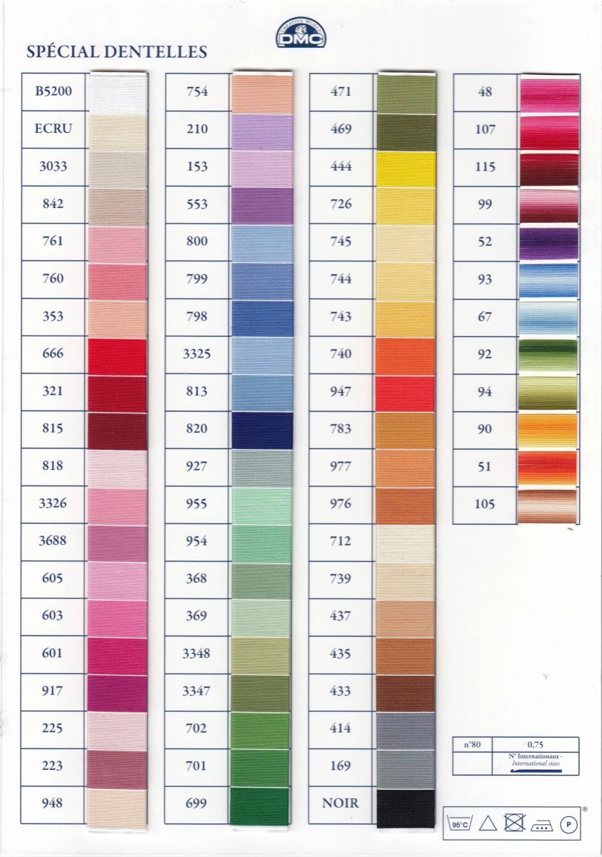 DMC W151A Thread chart Special Dentelles