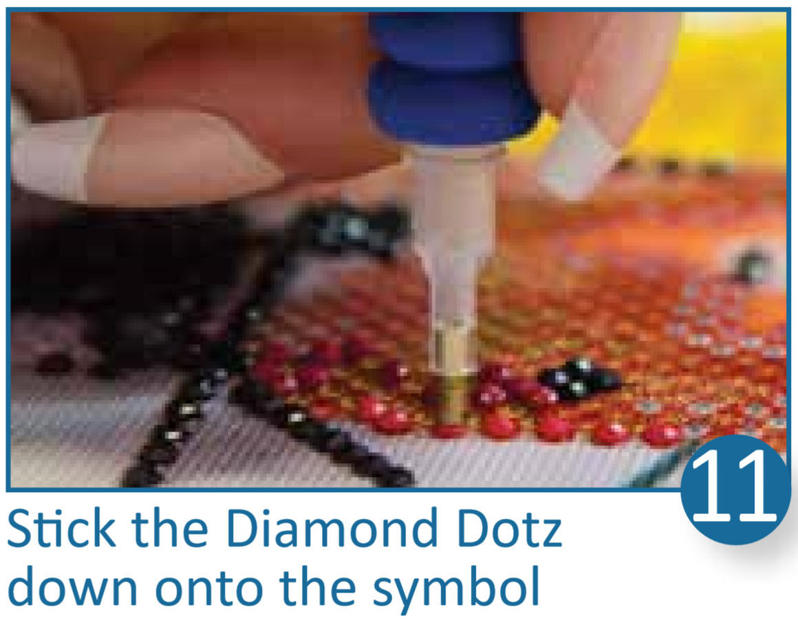 Diamond Dotz Instructions - Stick the Diamond Dotz down onto the symbol on the fabric