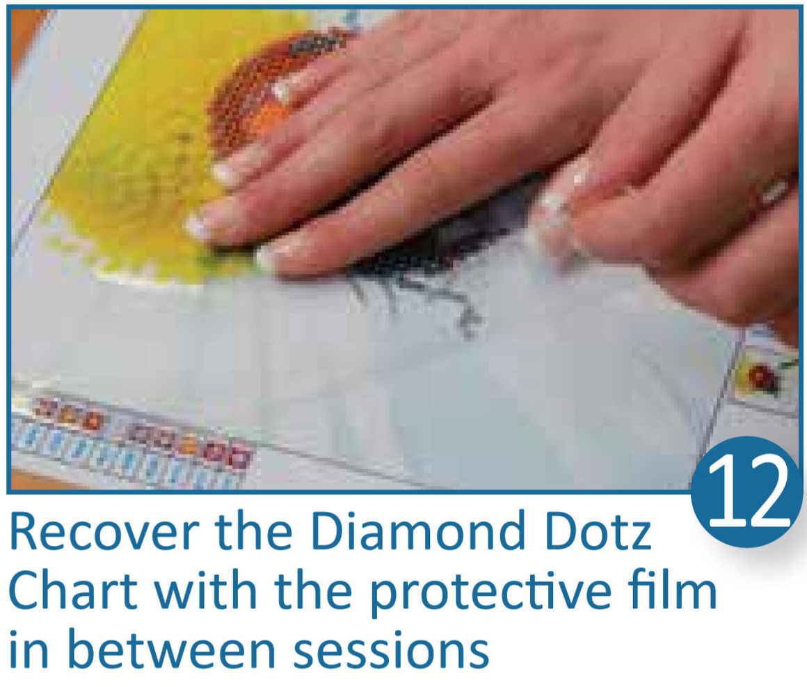Diamond Dotz Instructions - Recover the Diamond Dotz chart with the protective film in between sessions
