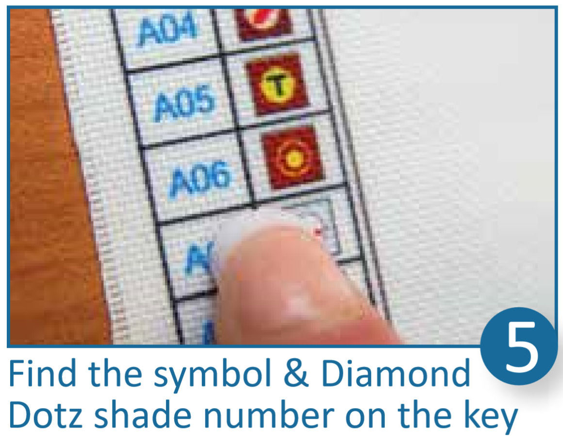 Diamond Dotz Instructions - Find the symbol and Diamond Dotz shade number on the key