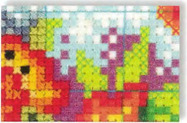 The No-Count Cross stitch chart is amazingly printed directly onto the Aida fabric squares