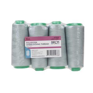 Birch 4 Pack GREY Overlocker Thread 2000m each Cone, 100% Polyester