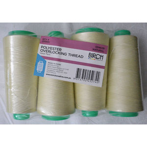 Birch 4 Pack NATURAL Overlocker Thread 2000m each Cone, 100% Polyester