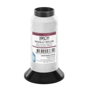 Birch WHITE Woolly Nylon 1500m Cone, 100% Nylon Stretch Overlocking Thread, Serger Thread