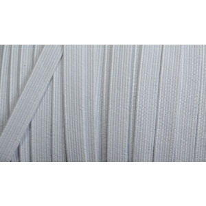 Premium Braided Elastic, 100% Polyester, 6mm (7.5mm), ULTRA WHITE Per Metre