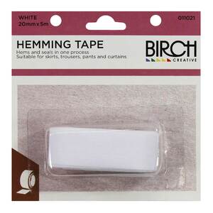 Birch WHITE Iron On Bias Hemming Tape 20mm x 5m