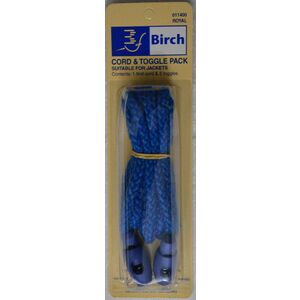 Birch Cord and Toggle Pack For Jackets, 1.5m Cord &amp; 2 Spring Toggles, ROYAL BLUE