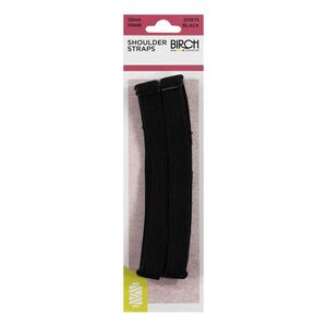 Birch Shoulder Straps Stretch, 12mm, BLACK, Soft &amp; Comfortable