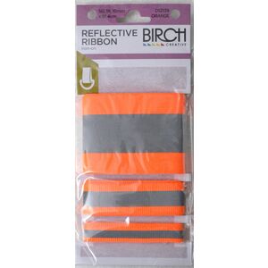 Birch Iron On Reflective Ribbon, Hi Vis Tape ORANGE, 50, 19 &amp; 10mm, 91.4cm each