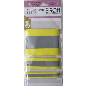 Birch Iron On Reflective Ribbon, Hi Vis Tape YELLOW, 50, 19 &amp; 10mm, 91.4cm each