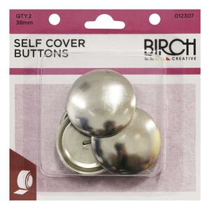 Birch Self Cover Buttons 38mm, 2 Sets, Easy to Fit No Tools Required