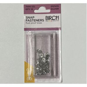 Birch 7mm Press Studs (Snap Fasteners), Silver Colour, 12 Sets, Sew-In